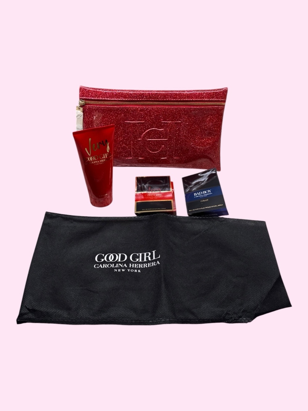 CAROLINA HERRERA Good Girl Red Makeup Bag Clutch Lotion Perfume EDP Set Gift